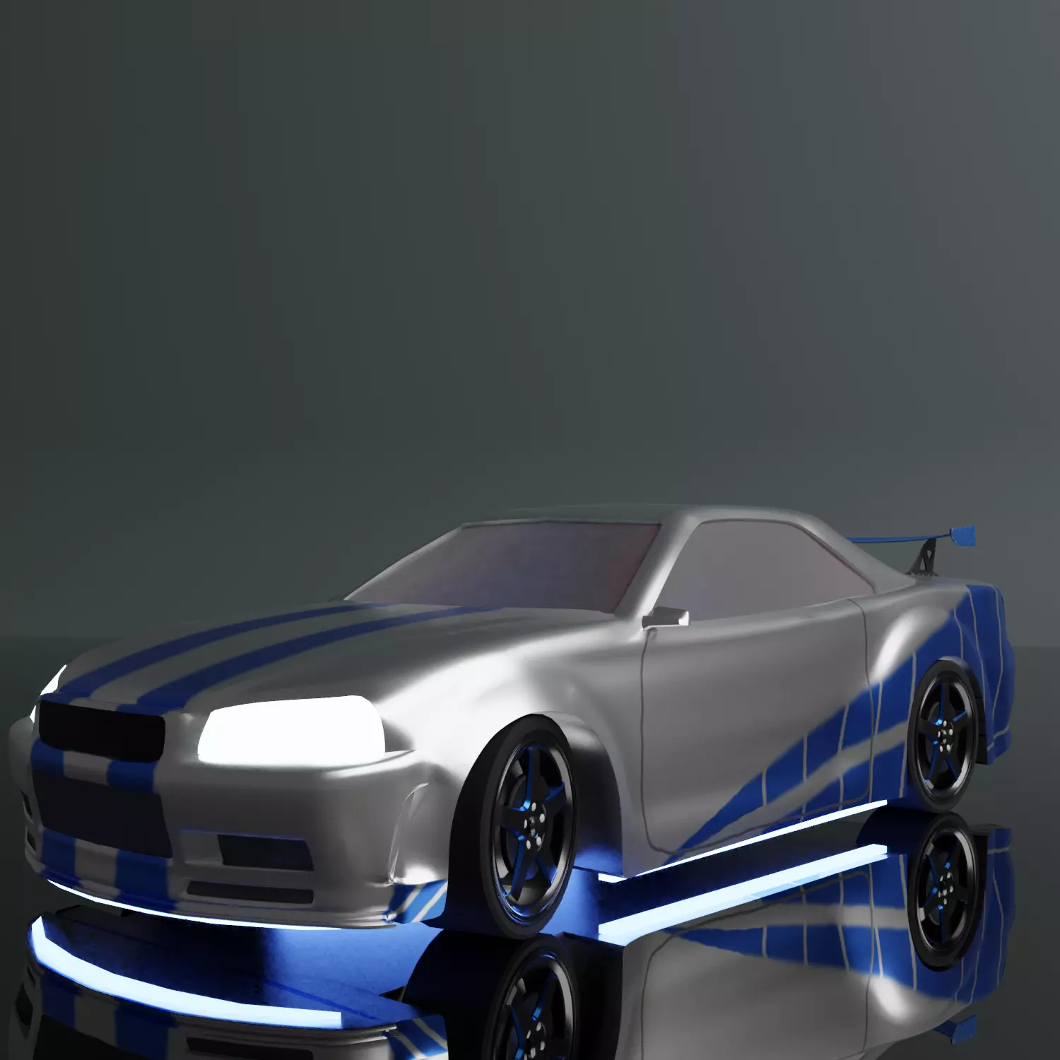 Nissan Skyline R34  Low-poly 3D model_0