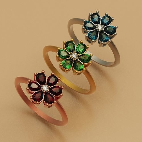Diamond ring Flower  3D print model
