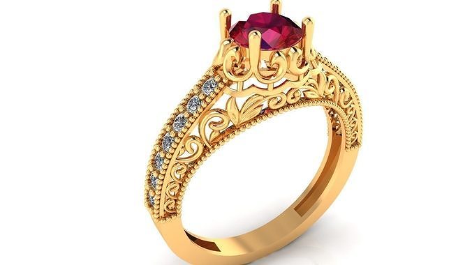 Women Ring 27 light weight engagement diamond ring for women 3D print model