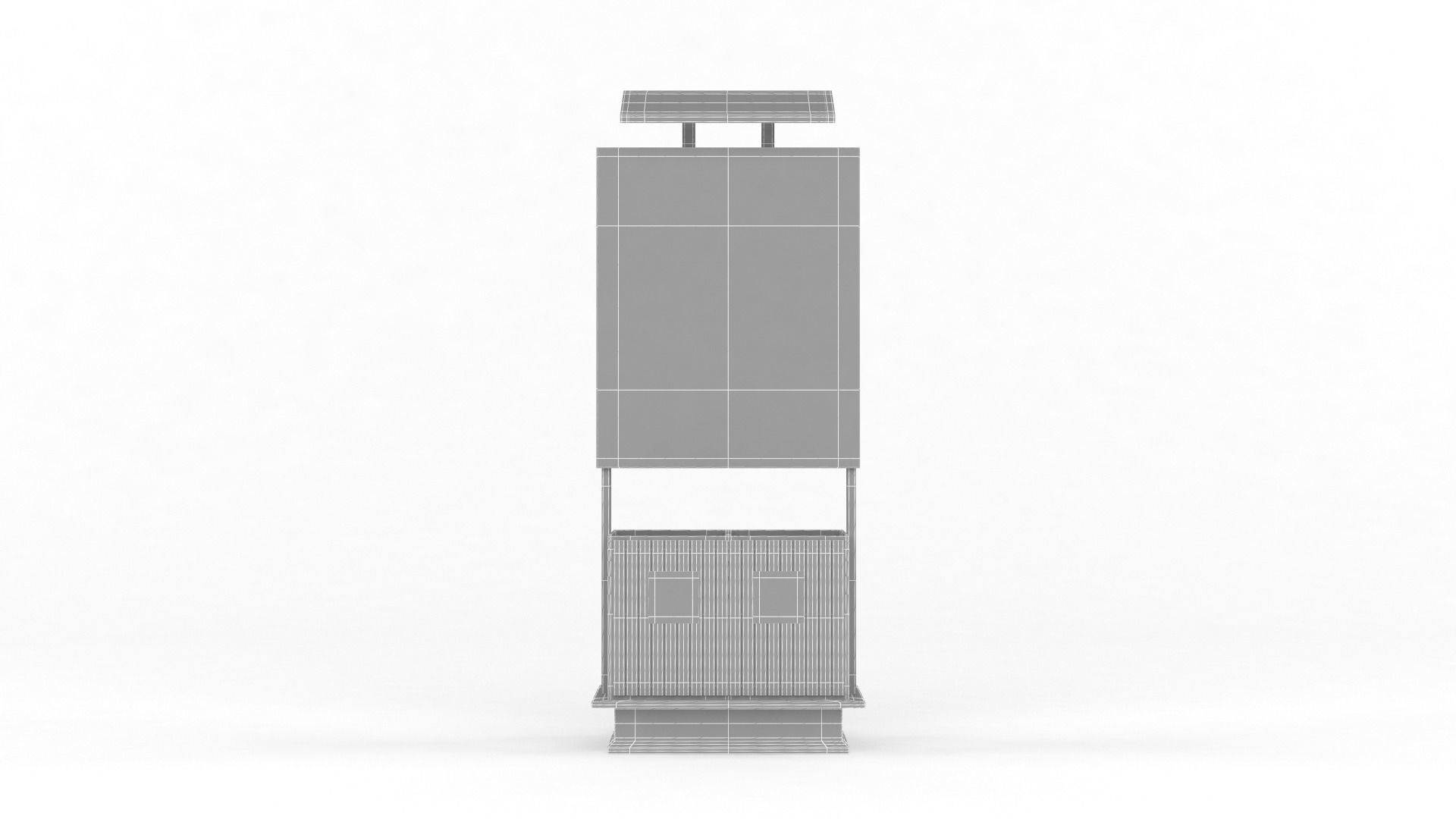 Outdoor Advertising Light Box with Trash Bin 3D model_10