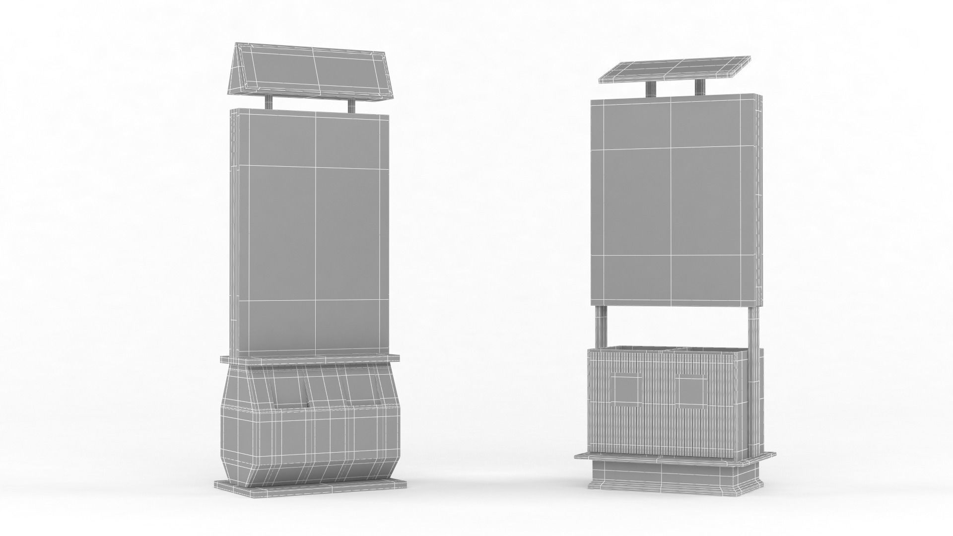 Outdoor Advertising Light Box with Trash Bin 3D model_9