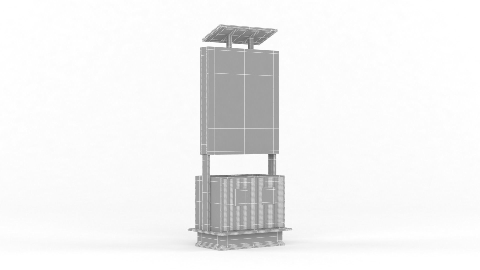 Outdoor Advertising Light Box with Trash Bin 3D model_13