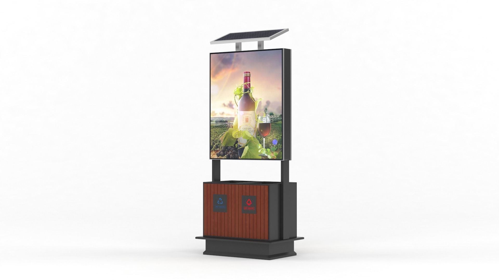 Outdoor Advertising Light Box with Trash Bin 3D model_2