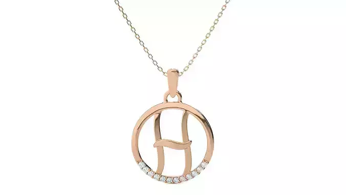 Letter Alphabet-H pendant 3dm render detail  3D print model