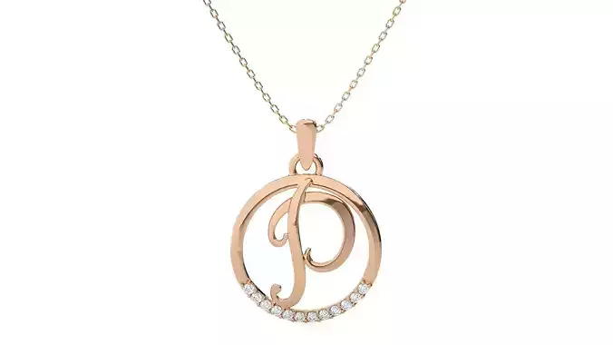 Letter Alphabet-P pendant 3dm render detail  3D print model