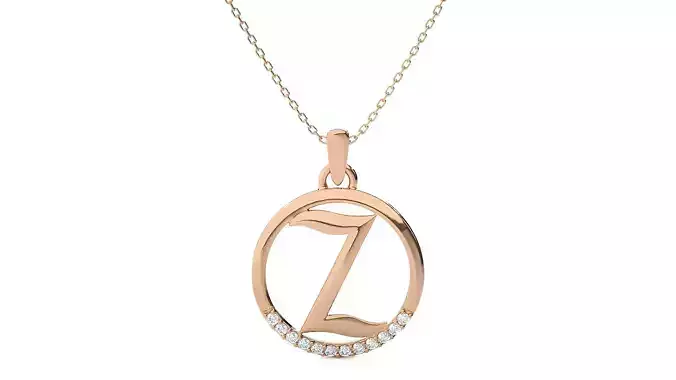 Letter Alphabet-Z pendant 3dm render detail 