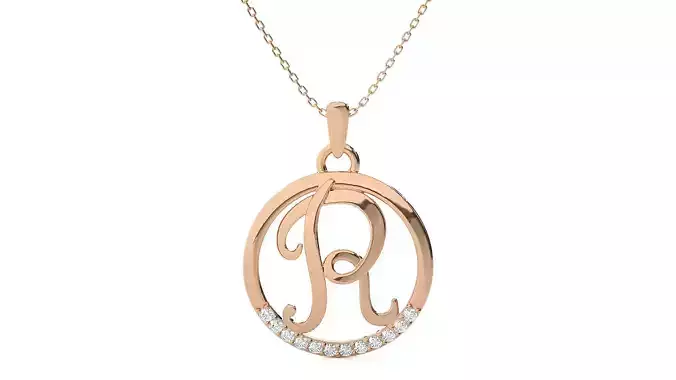 Letter Alphabet-R pendant 3dm render detail  3D print model