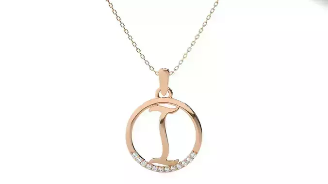 Letter Alphabet-I pendant 3dm render detail  3D print model