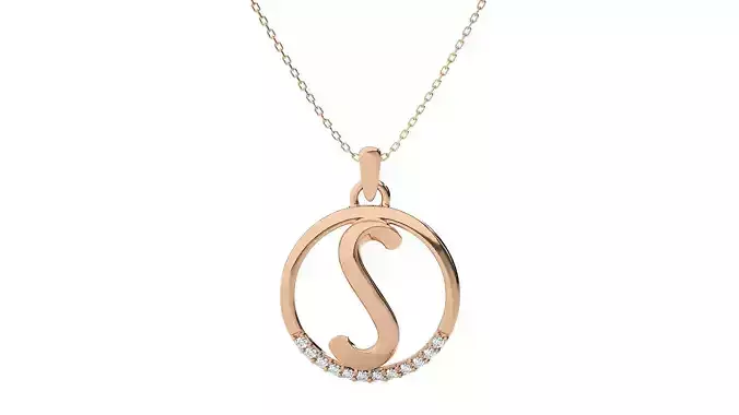 Letter Alphabet-S pendant 3dm render detail  3D print model