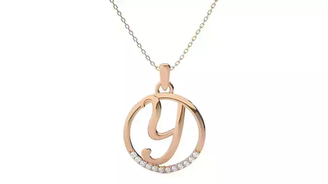 Letter Alphabet-Y pendant 3dm render detail 