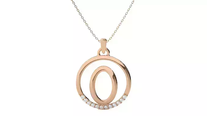 Letter Alphabet-O pendant 3dm render detail  3D print model