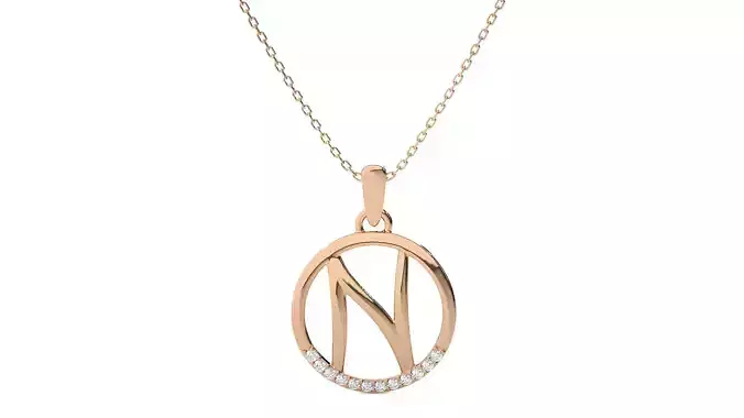 Letter Alphabet-N pendant 3dm render detail  3D print model