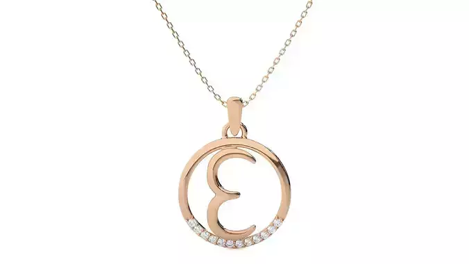 Letter Alphabet-E pendant 3dm render detail  3D print model