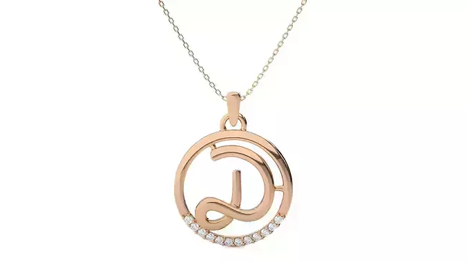 Letter Alphabet-D pendant 3dm render detail  3D print model