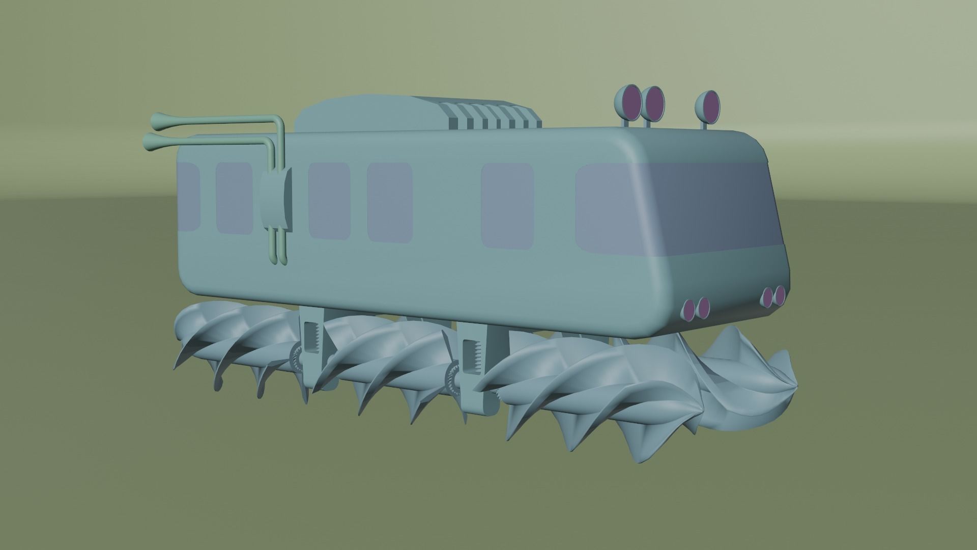 Auger train with spikes Free low-poly 3D model_9