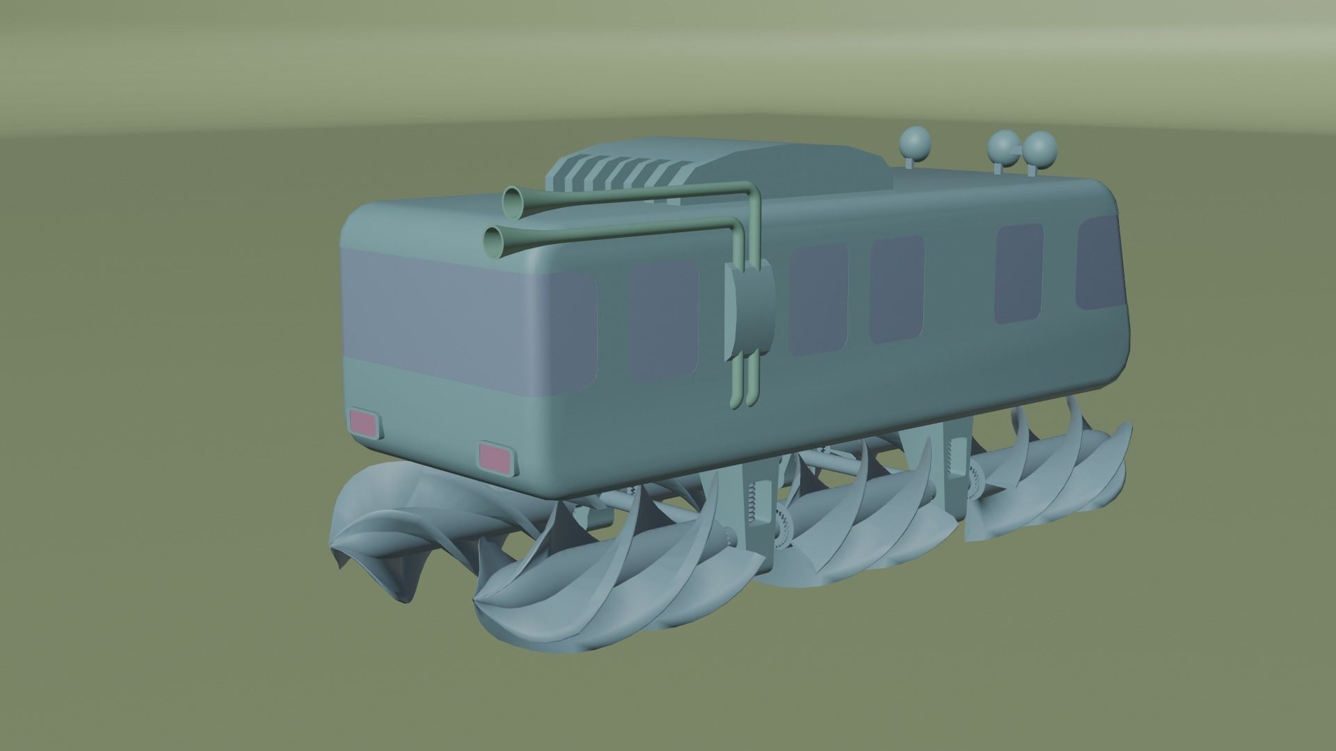 Auger train with spikes Free low-poly 3D model_8