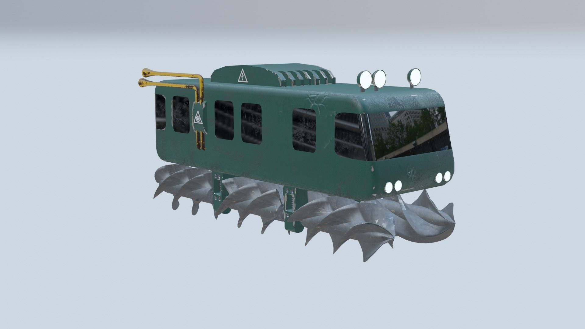 Auger train with spikes Free low-poly 3D model_1