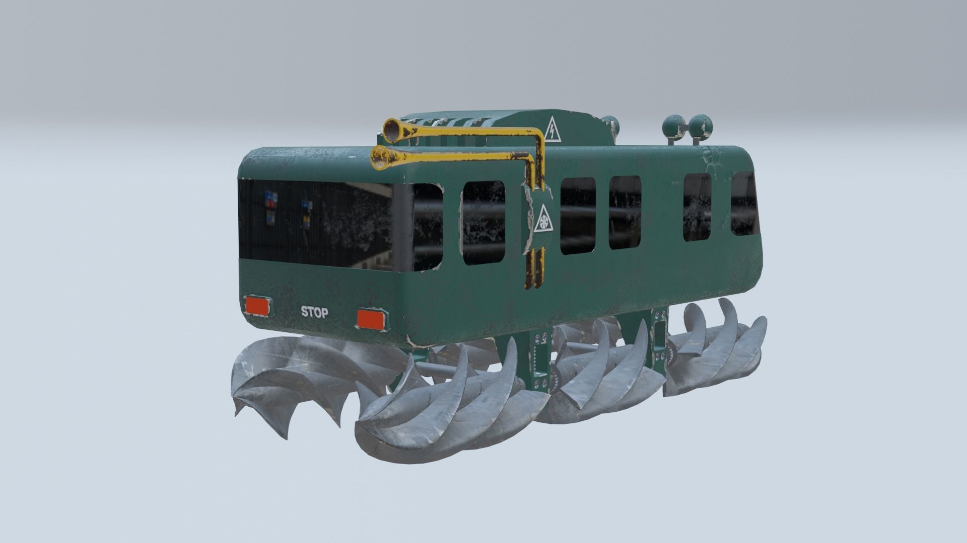 Auger train with spikes Free low-poly 3D model_2