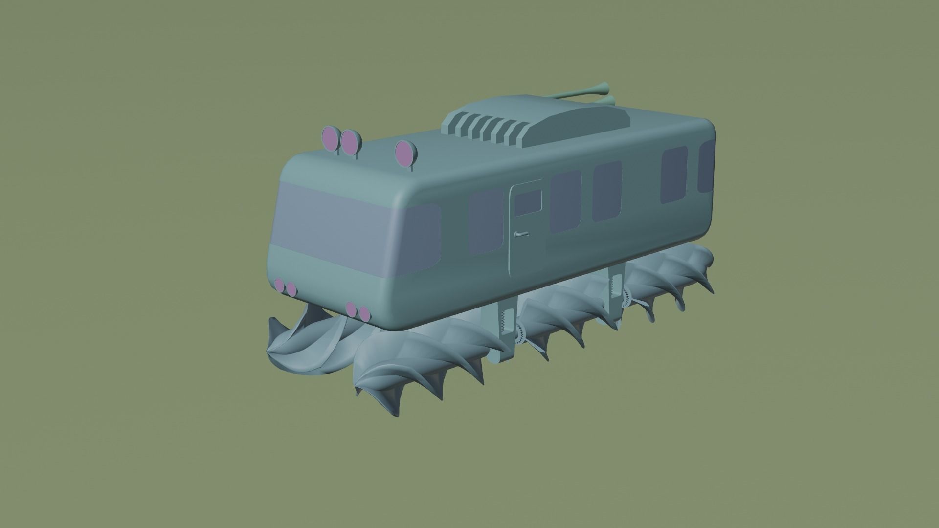 Auger train with spikes Free low-poly 3D model_6