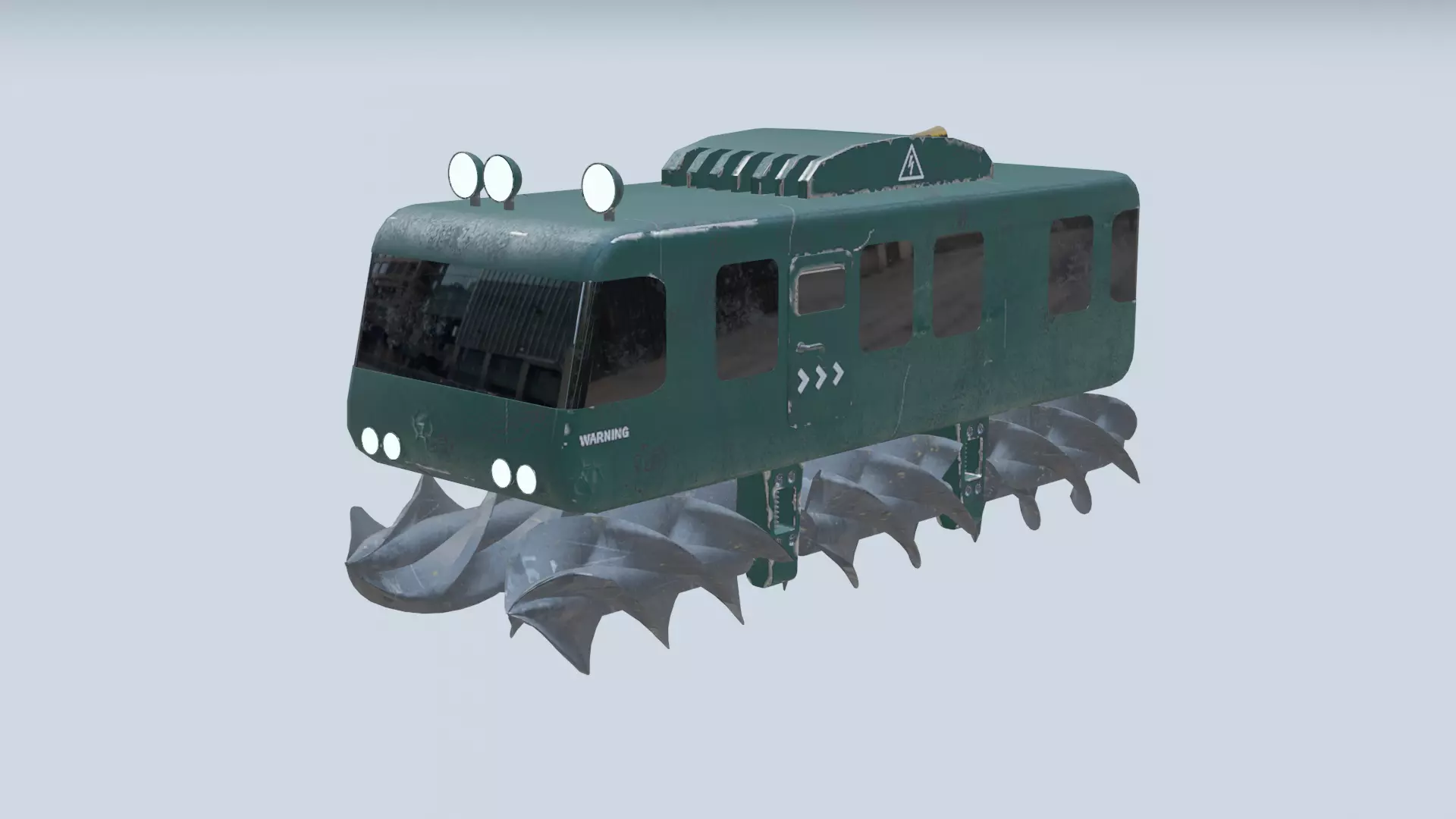 Auger train with spikes Free low-poly 3D model_0