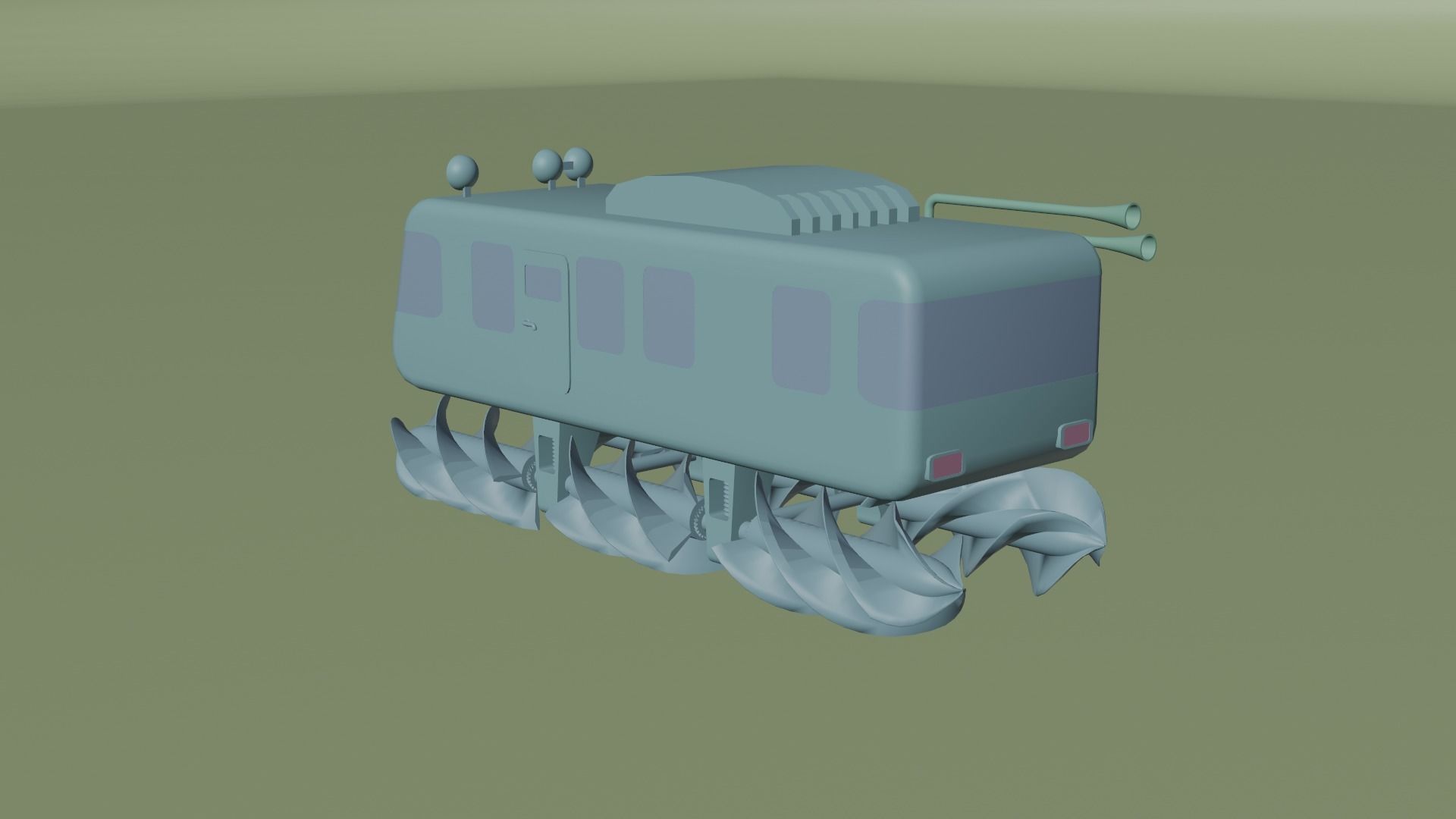 Auger train with spikes Free low-poly 3D model_7