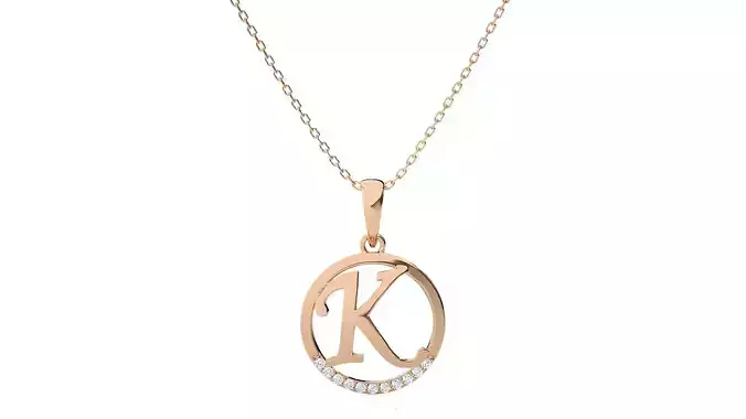 Letter Alphabet-K pendant 3dm render detail 3D print model