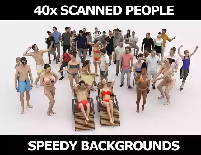 40x Crowds Scanned Beach Sitting Casual Cafe People 