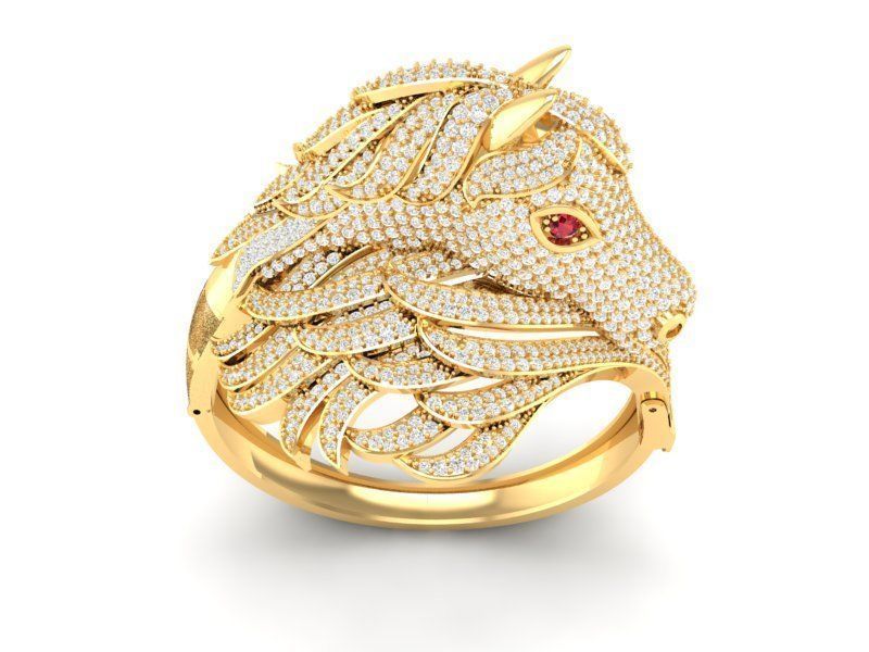 Diamond horse bangle 2856 3D print model_1