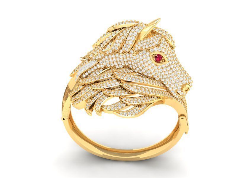 Diamond horse bangle 2856 3D print model_8