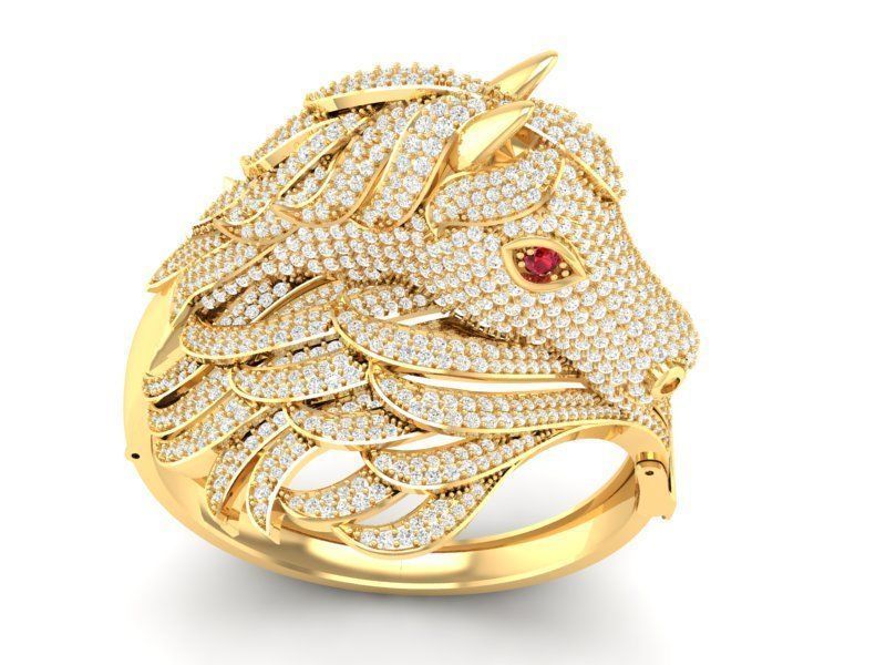 Diamond horse bangle 2856 3D print model_10