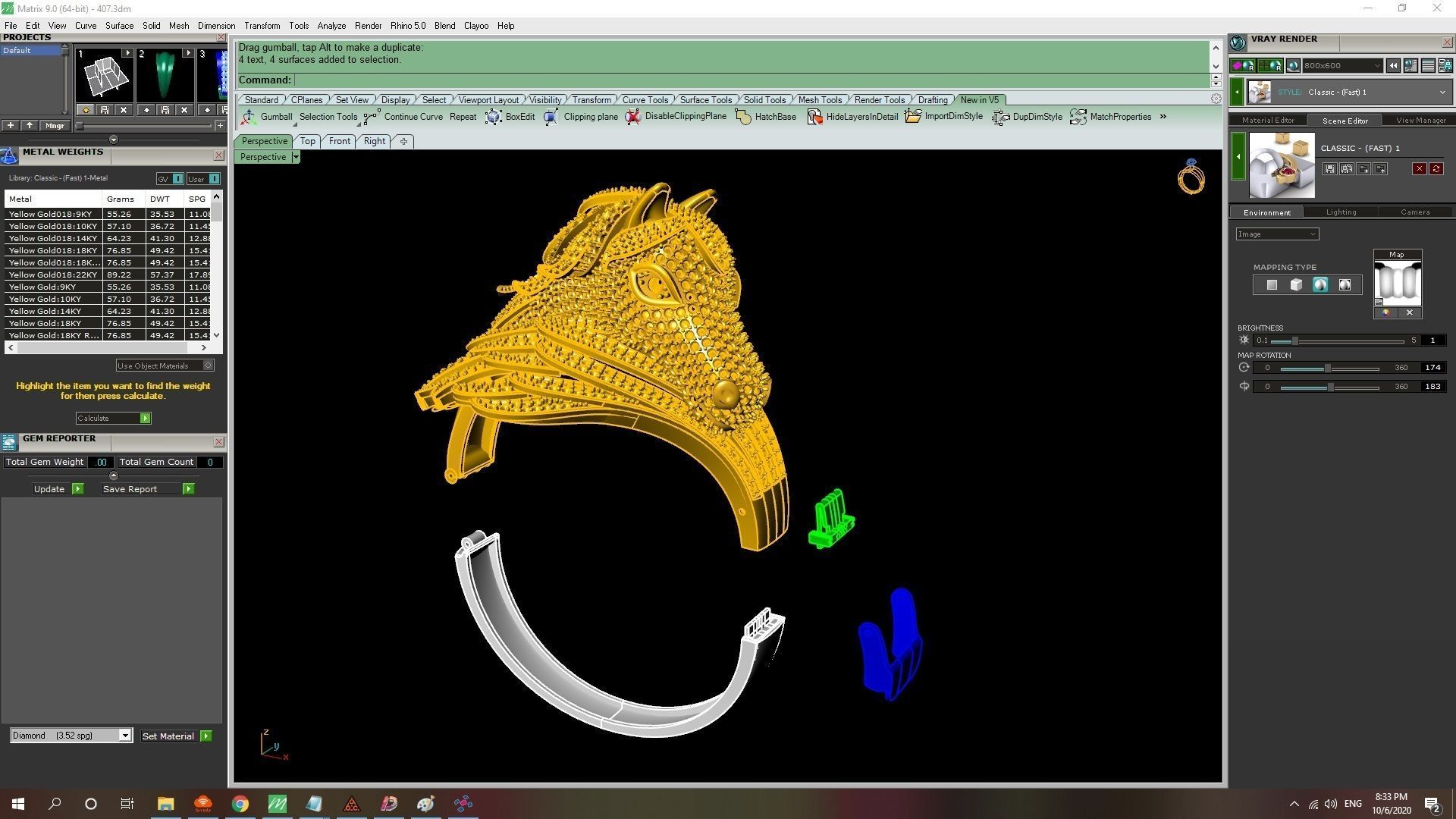 Diamond horse bangle 2856 3D print model_5