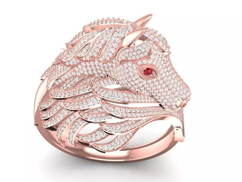 Luxury Horse Head Diamond Bangle 2856 3D print model