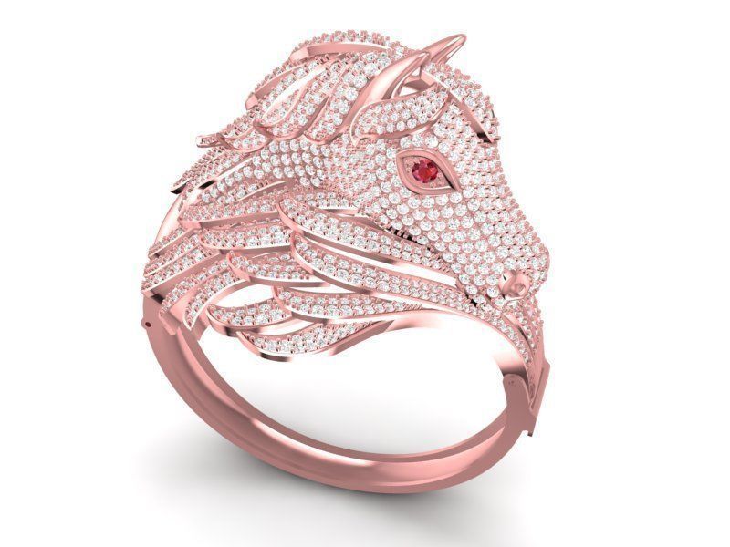 Diamond horse bangle 2856 3D print model_6