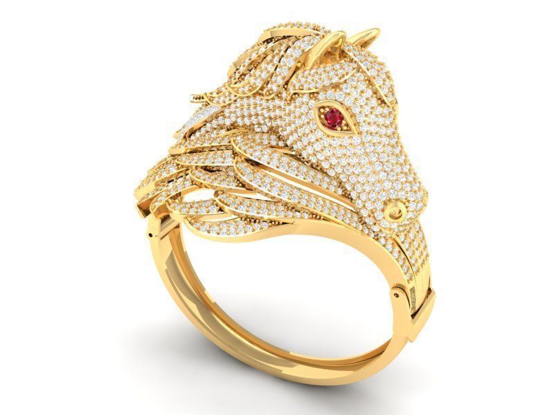 Diamond horse bangle 2856 3D print model_7