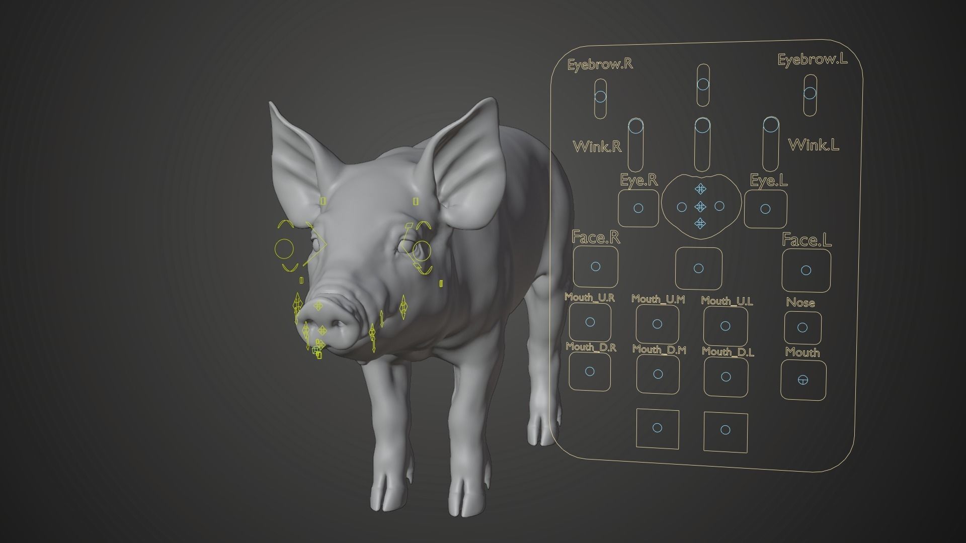 Piggy with 5 Animations VFX Grace 3D model_20