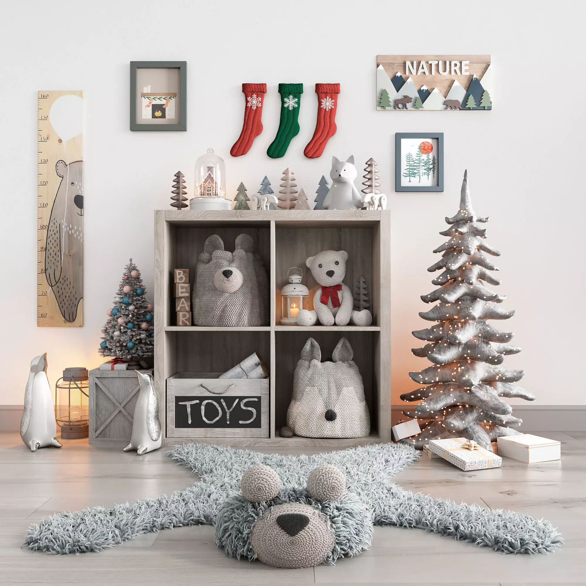 Christmas and New Year decor set for nursery 3D model_0