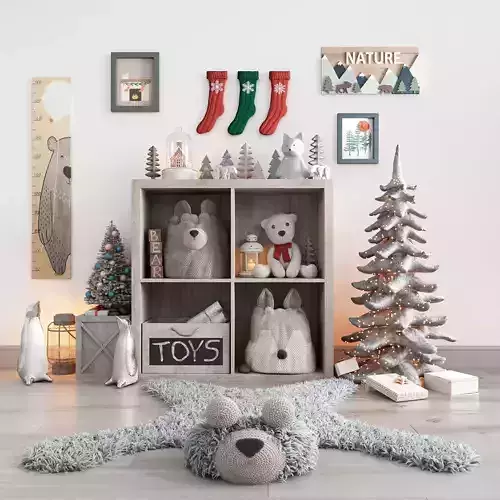 Christmas and New Year decor set for nursery 3D model