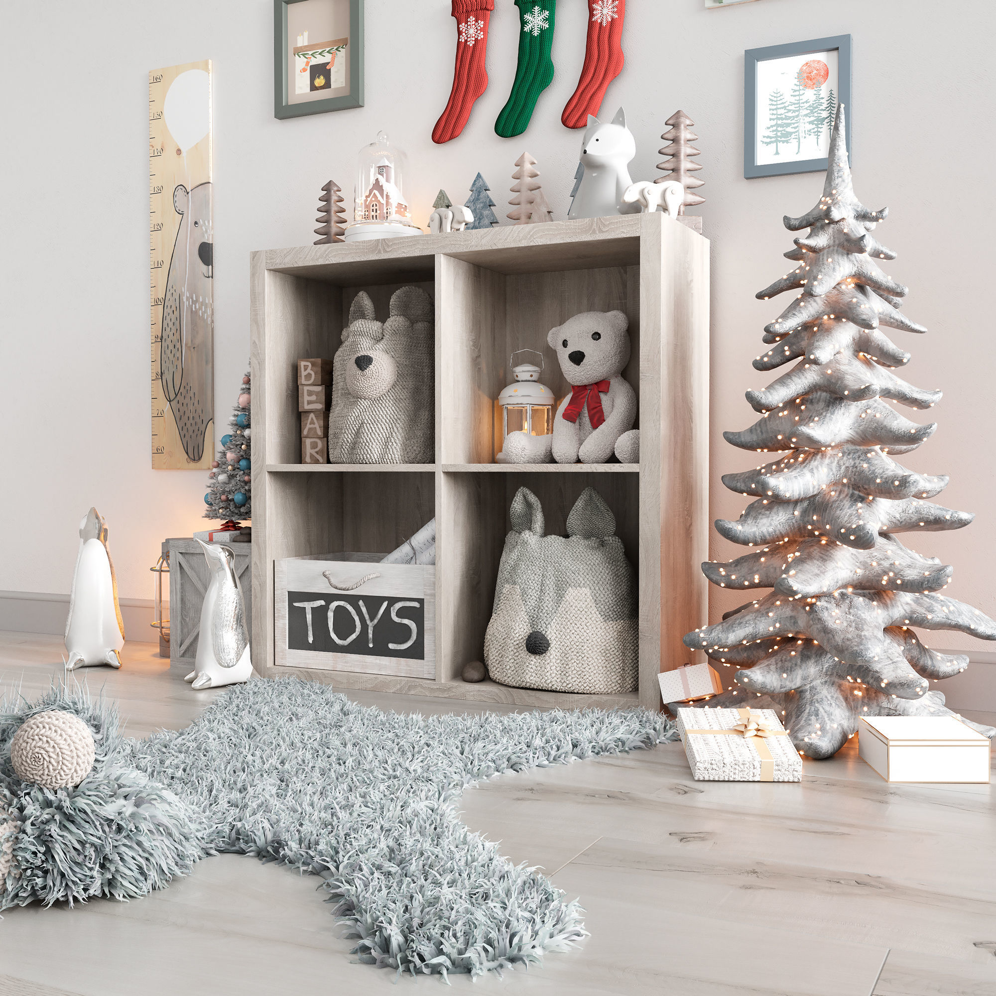 Christmas and New Year decor set for nursery 3D model_4