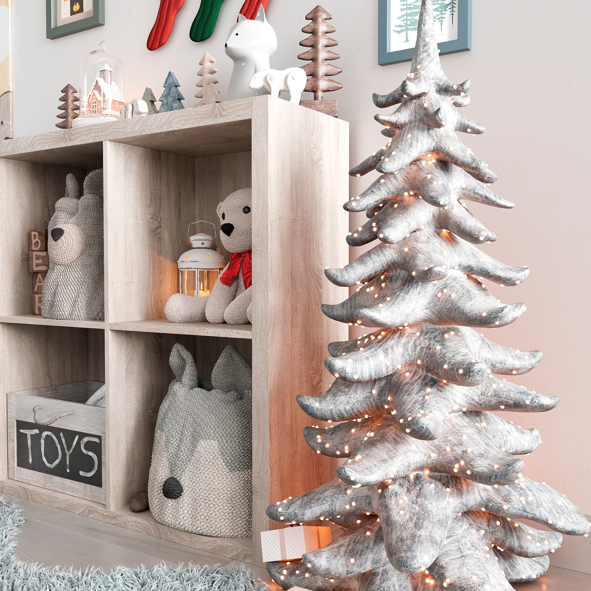 Christmas and New Year decor set for nursery 3D model_5