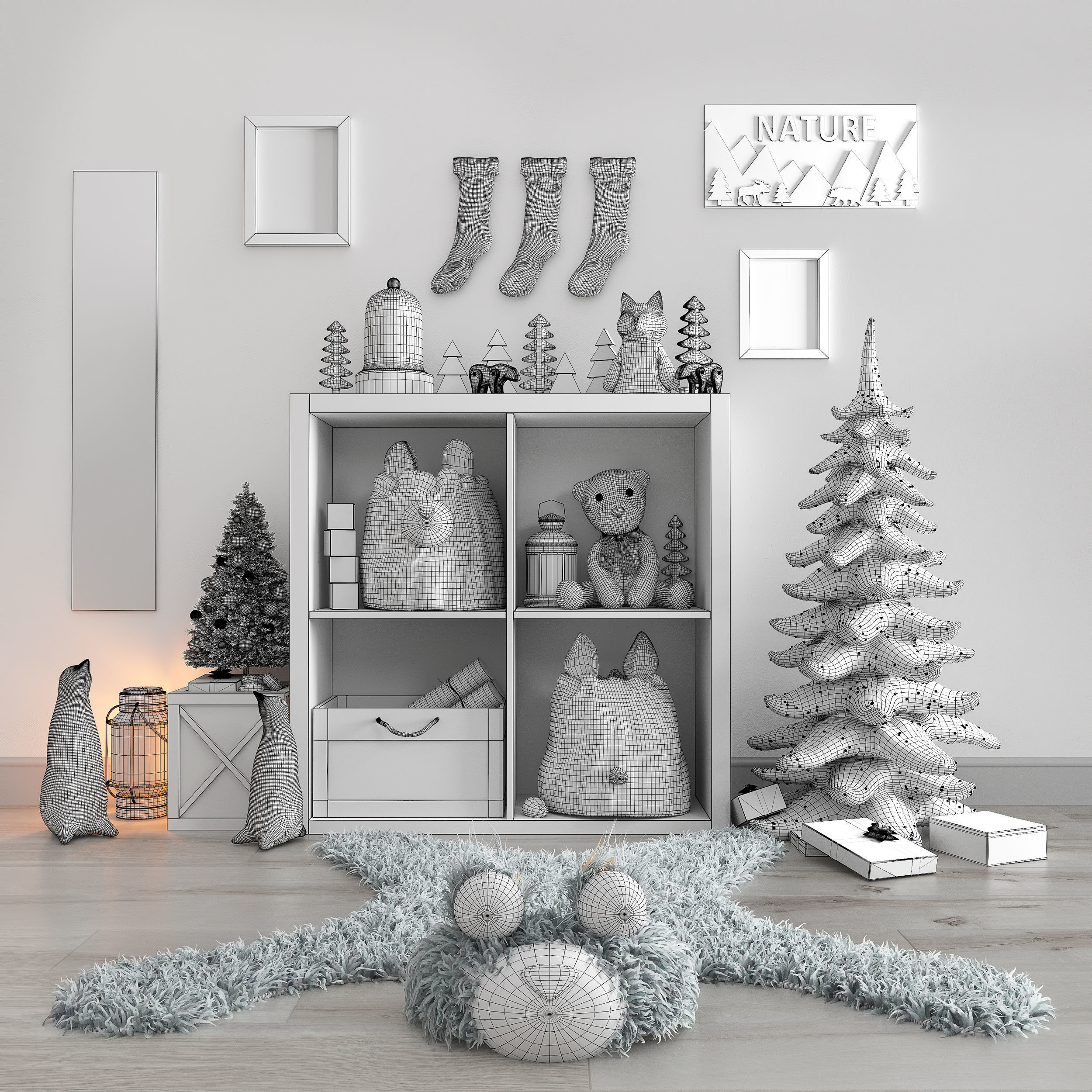 Christmas and New Year decor set for nursery 3D model_6