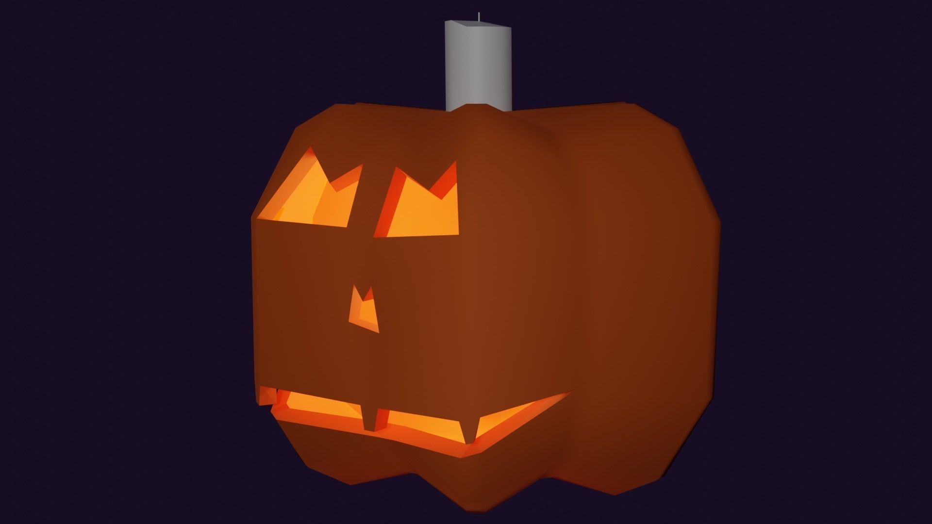 3D model Spooky Halloween pumpkin with a candle VR / AR / low-poly ...