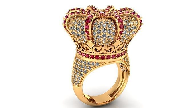 Women Ring 29 crown ring single piece light weight for women 3D print model