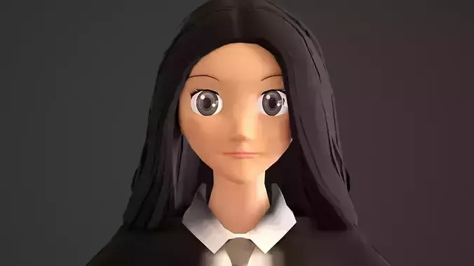 anime school girl black hair