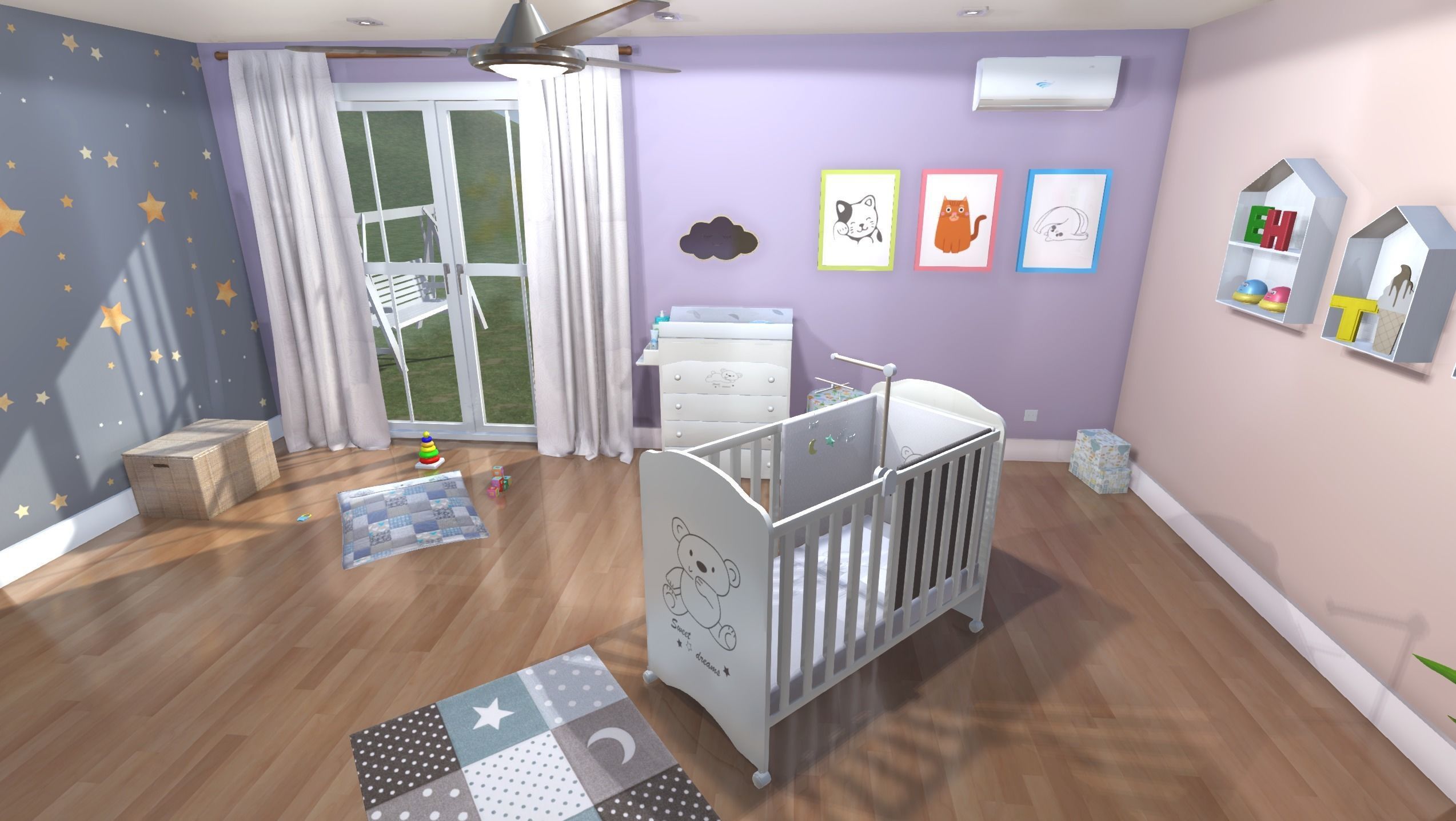Baby nursery Low-poly 3D model_10