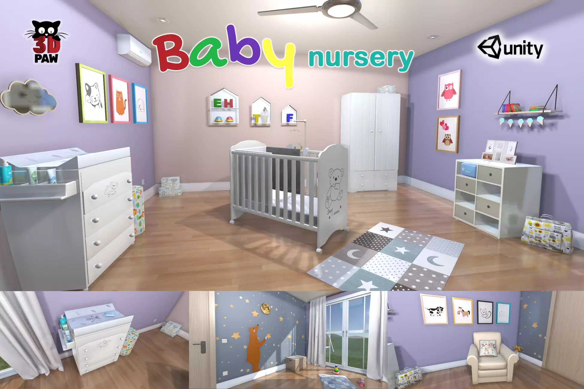 Baby nursery Low-poly 3D model_0