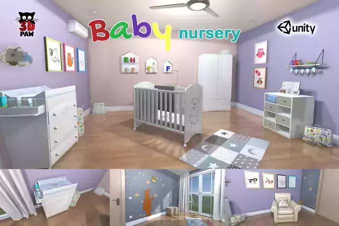 Baby nursery Low-poly 3D model
