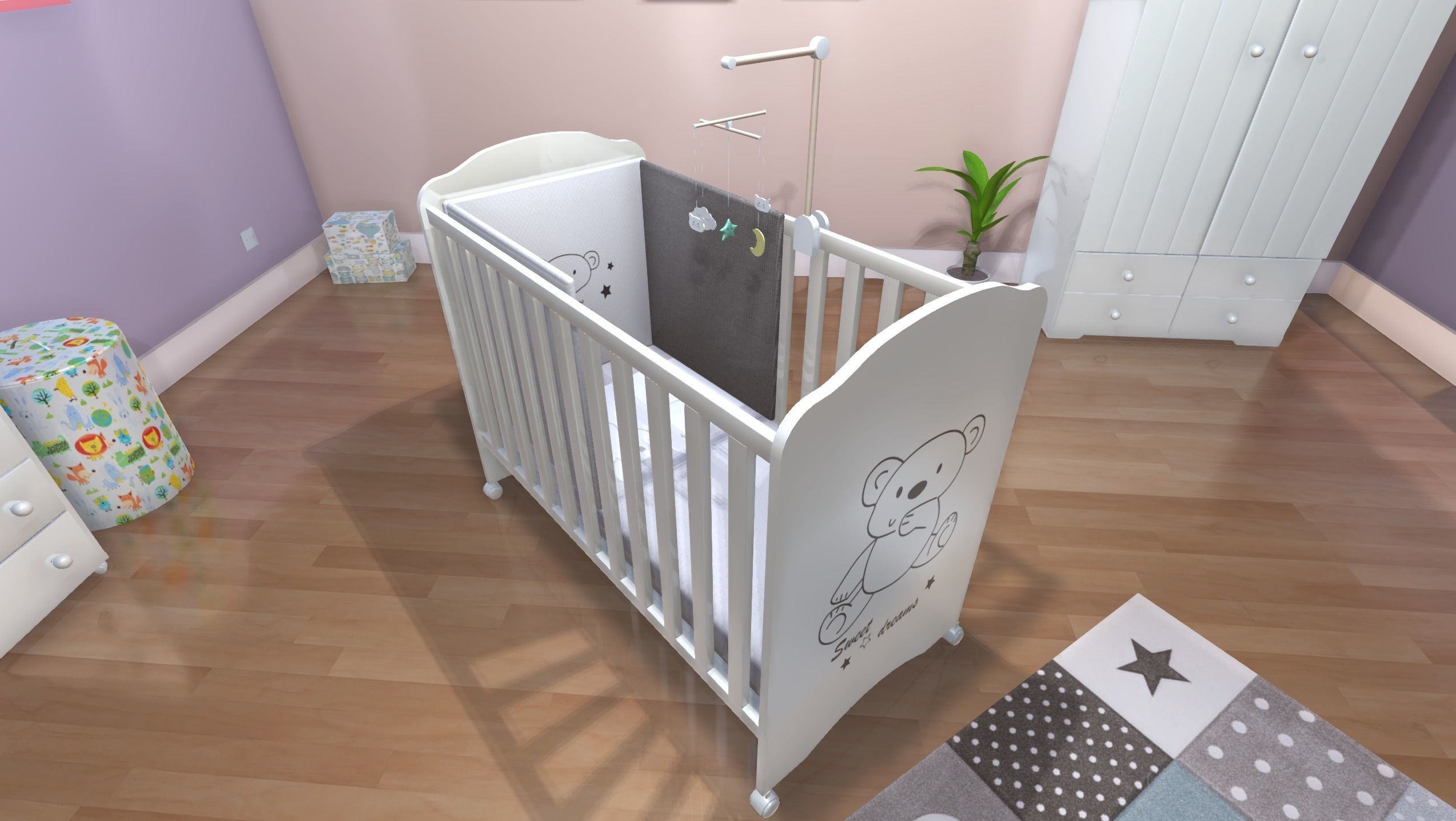 Baby nursery Low-poly 3D model_3