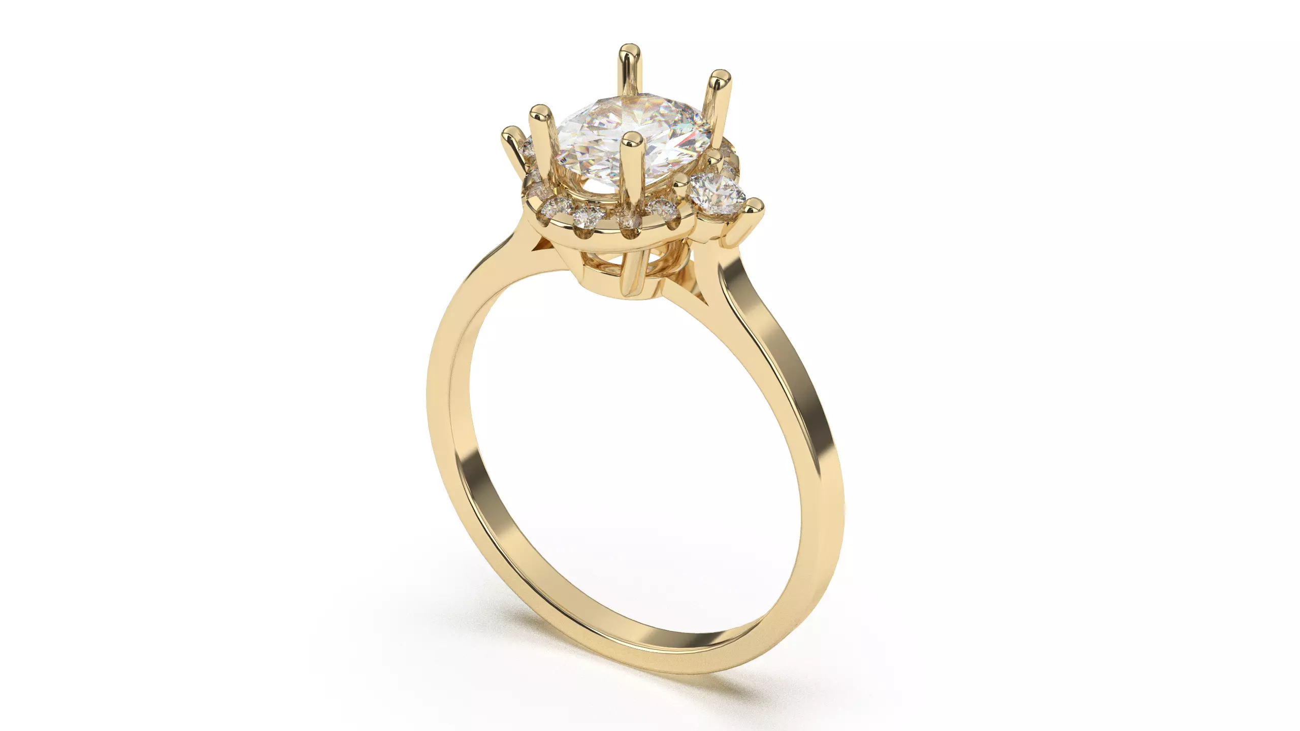 Gold Oval Engagement Ring 3D print model