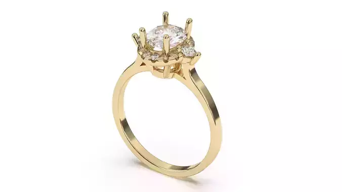Gold Oval Engagement Ring  3D print model