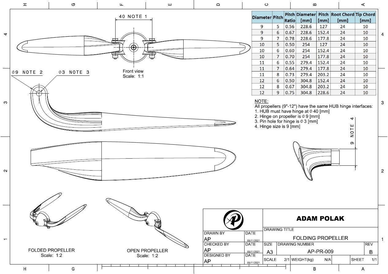 Folding Propeller AP-PR-009 9-7 3D print model_2